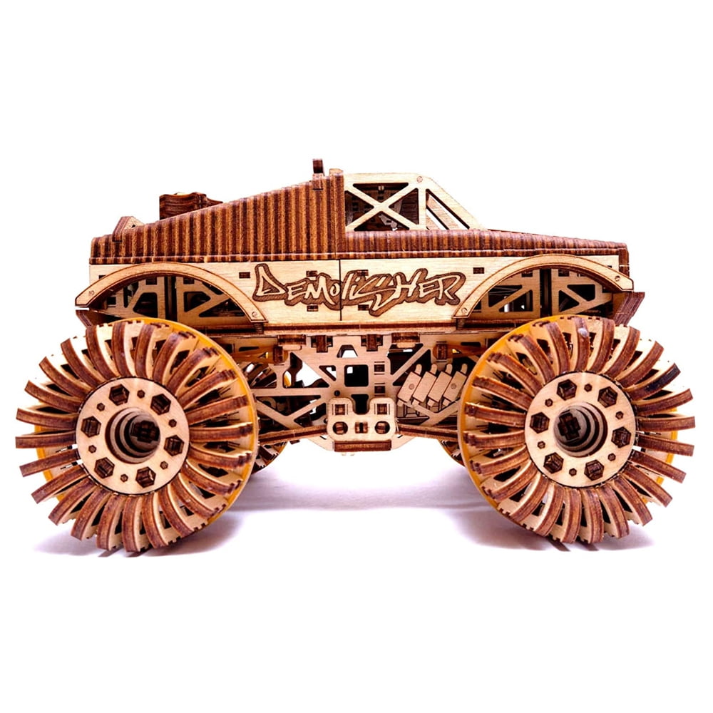 Wood Trick 3D Monster Truck Wooden Toy Car Model Mechanical Building Kit