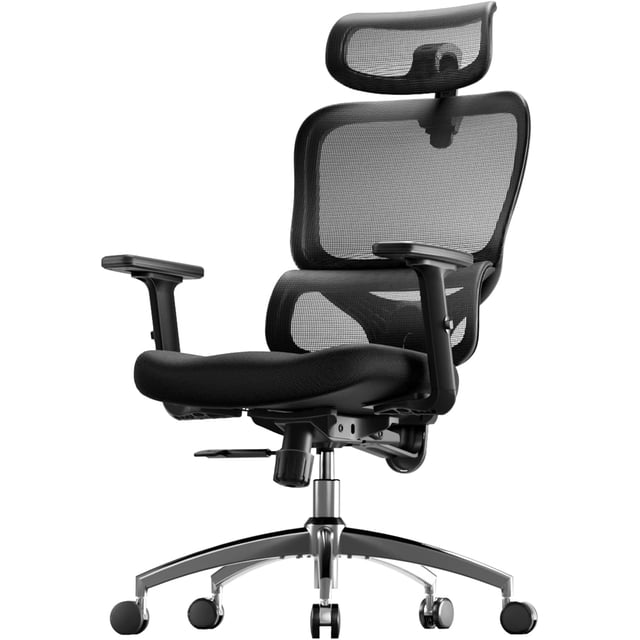 SIHOO B100 Office Chair, Comfy Ergonomic Office Chair, High Back Computer Chair with Adaptive Dynamic Lumbar Support, Flip-up Armrests for Guitar Playing, Swivel Desk Chair for Long Hours, Grey