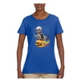 thumbnail image 2 of Funny Graphic Astronaut Cat in Space on Cheeseburger | Womens Cat Lover Graphic T-Shirt, Royal, 2XL, 2 of 3