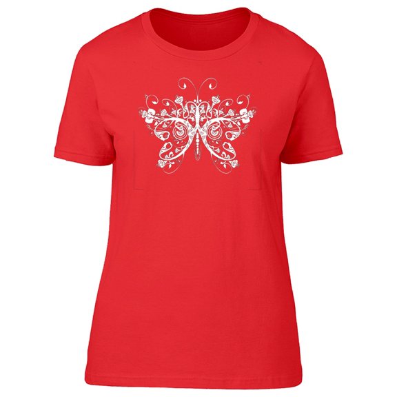 Cool White Floral Butterfly Tee Women's -Image by Shutterstock