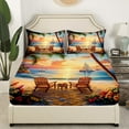 thumbnail image 3 of Erosebridal Hawaii Beach Bed Sheets Set Twin Size, Summer Holiday Bedding Twin Size, Romantic Sunset Sheet Set Twin, Super Cozy Room Decoration, 3pcs, 3 of 7