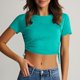 thumbnail image 2 of Tops de Trabajo de las Mujeres, Nueva Camiseta Casual de Cuello Redondo de Manga Corta con Cordón de Color Sólido para Diario Y Viajes, 2 of 9