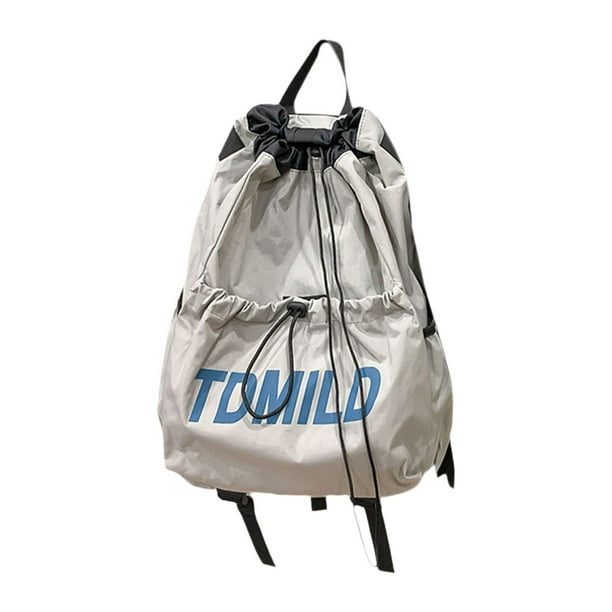 Mochila con cordón, bolsa con cordón, moderna, de nailon, resistente al agua, para deporte, gimnasio, playa, viajes, gimnasio, compras, . Gris
