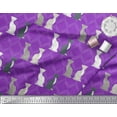 thumbnail image 2 of Soimoi Purple Cotton Voile Fabric Quatrefoil Cat Animal Print Sewing Fabric BTY 58 Inch Wide, 2 of 3