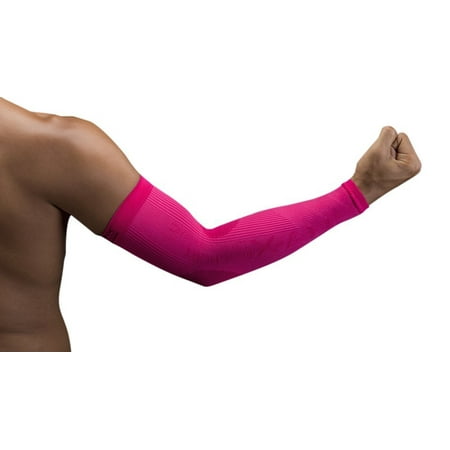 During Exercise - NV-X Sport Arm Sleeves 15-20MMHG Compression Enhanced Performance and Protection, Acid Fuchsia, Small, Minimize Vibration during exercise By NVX Sport From USA
