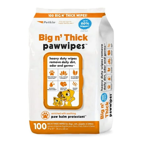 UPC: 0036239055290 | Petkin Big N Thick Paw Wipes 100 Count