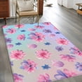 thumbnail image 2 of 3'x5' Rug for Living Room Bedroom, Spring Floral Washable Area Rugs Non-Slip Carpet Mats, Purple Pink Blue Flower Summer Botanical Indoor Low Pile Area Rug Runner for Kitchen, Mudroom, 2 of 8