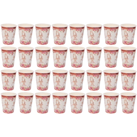 Etereauty 4 set/32pcs Disposable Tableware Easter Party Decoration Bronzing Paper Cup