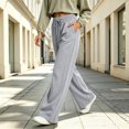 thumbnail image 7 of Women's Soft Extra Wide Leg Pants with Pockets Drawstring High Waist Pull-On Casual Sweatpants Baggy Comfy Athletic Joggers Light Gray L, 7 of 7