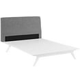 thumbnail image 3 of Modern Contemporary Urban Design Bedroom Queen Size Platform Bed Frame, Grey White Gray, Fabric Wood, 3 of 5