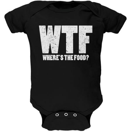 WTF (where's the food?) Black Soft Baby One Piece