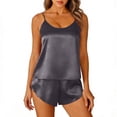thumbnail image 2 of Stamzod Womens Satin Pajamas Set 2 Piece Silk Pjs Shorts Set Drawstring Cami Top Lounge Set Gray L, 2 of 6