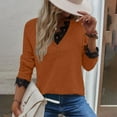 thumbnail image 2 of Long Sleeve Shirts for Women Floral Lace Trim V Neck Button Tunic Tops Solid Casual Basic Dressy T Shirts Blouses, 2 of 7