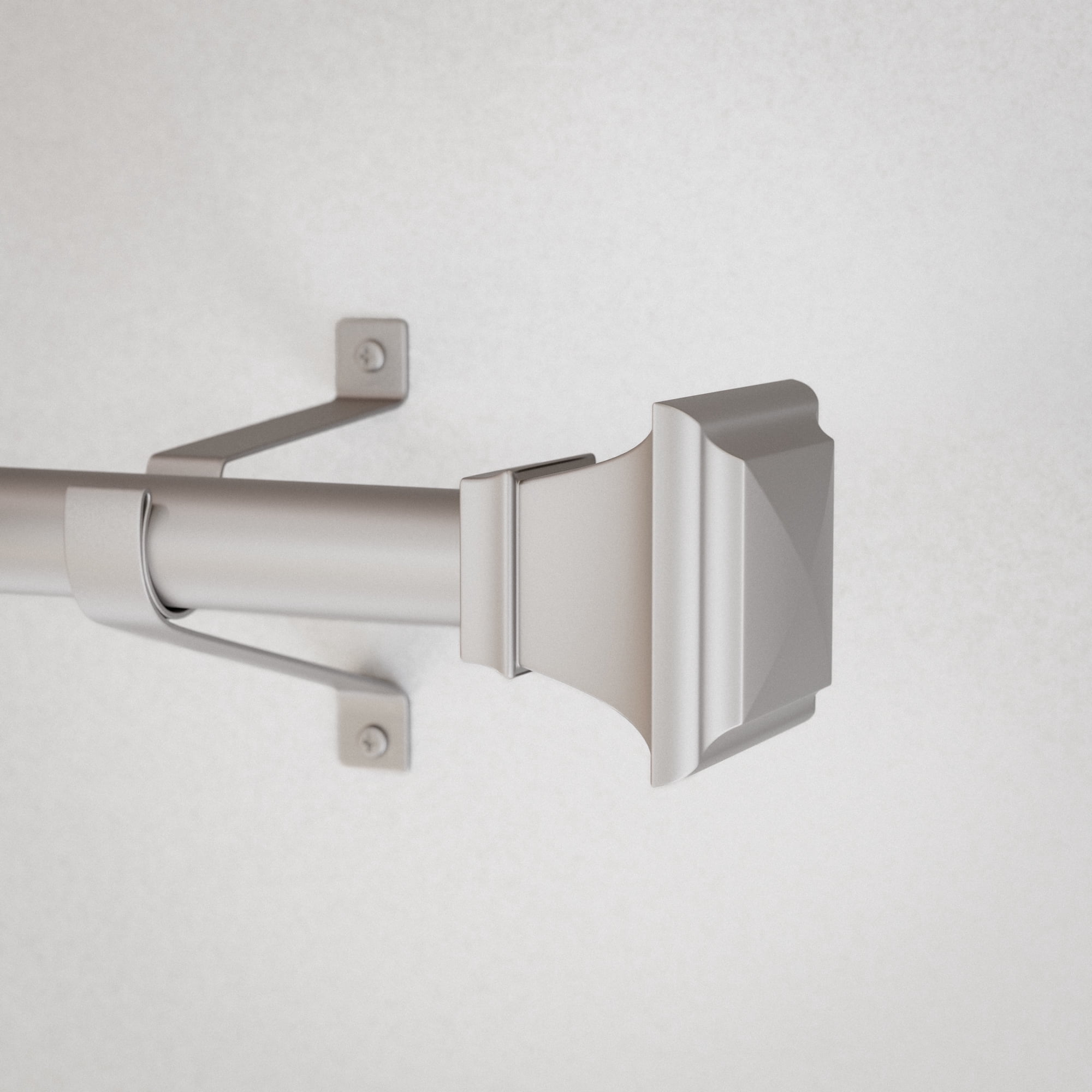 Mainstays 1" Nickel Square Adjustable Single Curtain Rod Set, 30-84"