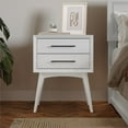 thumbnail image 3 of AFI Pasadena Solid Wood Mid-Century Modern Nightstand with 2 Drawers, White, 3 of 10