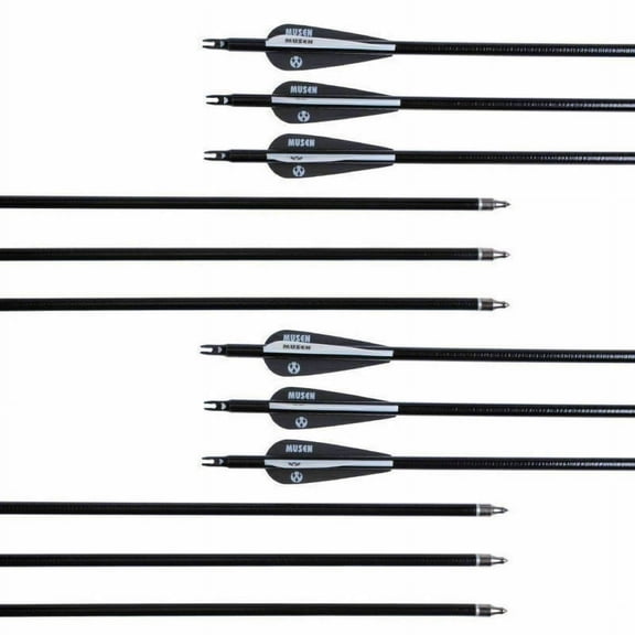 12 pcs/lot 30" Black and White Fiberglass Arrow with Replaceable Arrowhead Spine 500 for Recurve/Coumpond Bows Archery