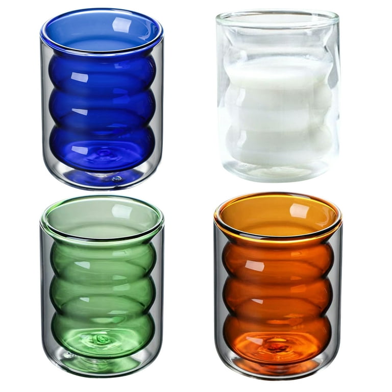 Double Wall Glass Cup Ripple Mug Heat-resistant Tumbler Drinkware