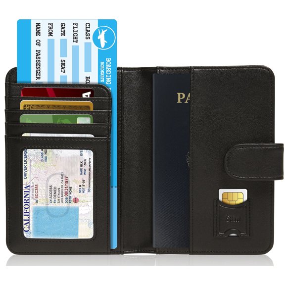 Passport Holder Travel Wallet For Men & Women - Slim Passport Cover RFID Blocking