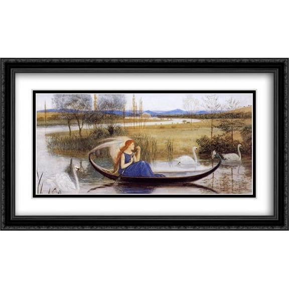 My Soul is an Enchanted Boat... 2x Matted 40x24 Large Black Ornate Framed Art Print by Walter Crane