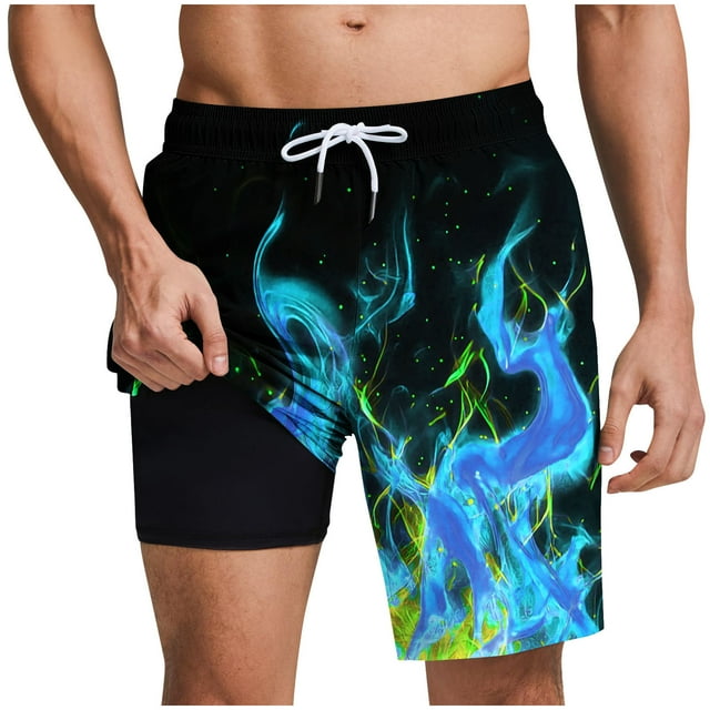 Pantalones Cortos para Hombre Cintura Elástica con Bolsillos, Forro de Impresión de Moda Casual para la Playa, Al Aire Libre Y el Uso Diario