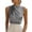 *Gray, variant on Women's Satin Ruched Sleeveless Blouse , Ladies' Mock Neck Draped Tank Top , Elegant Workwear Top For Women,Beige,S-2XL