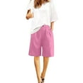 thumbnail image 4 of IDALL Shorts for Women Swim Shorts Women Cotton Linen Shorts Loose Fit Elastic Waist Knee Length Cosy Shorts Casual Beach Shorts With Pockets Womens Shorts Casual Summer Shorts Hot Pink M, 4 of 7