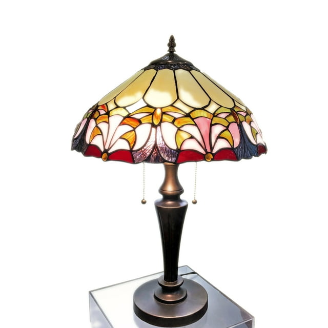 FixtureDisplays® Tiffany Style Elegant 2 Lights Desktop Lamp 16-Inch Shade15719