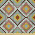 thumbnail image 2 of Ambesonne Tribal Fabric by the Yard Microfiber, Orient Patchwork Inspired, 10 Yards, Marigold and Ruby, 2 of 2