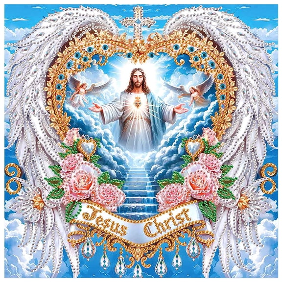 5D DIY Diamond Painting Kit Heart-Shaped Religious Diamond Art Perfect for Home and Office Decor Ideal Holiday Gift