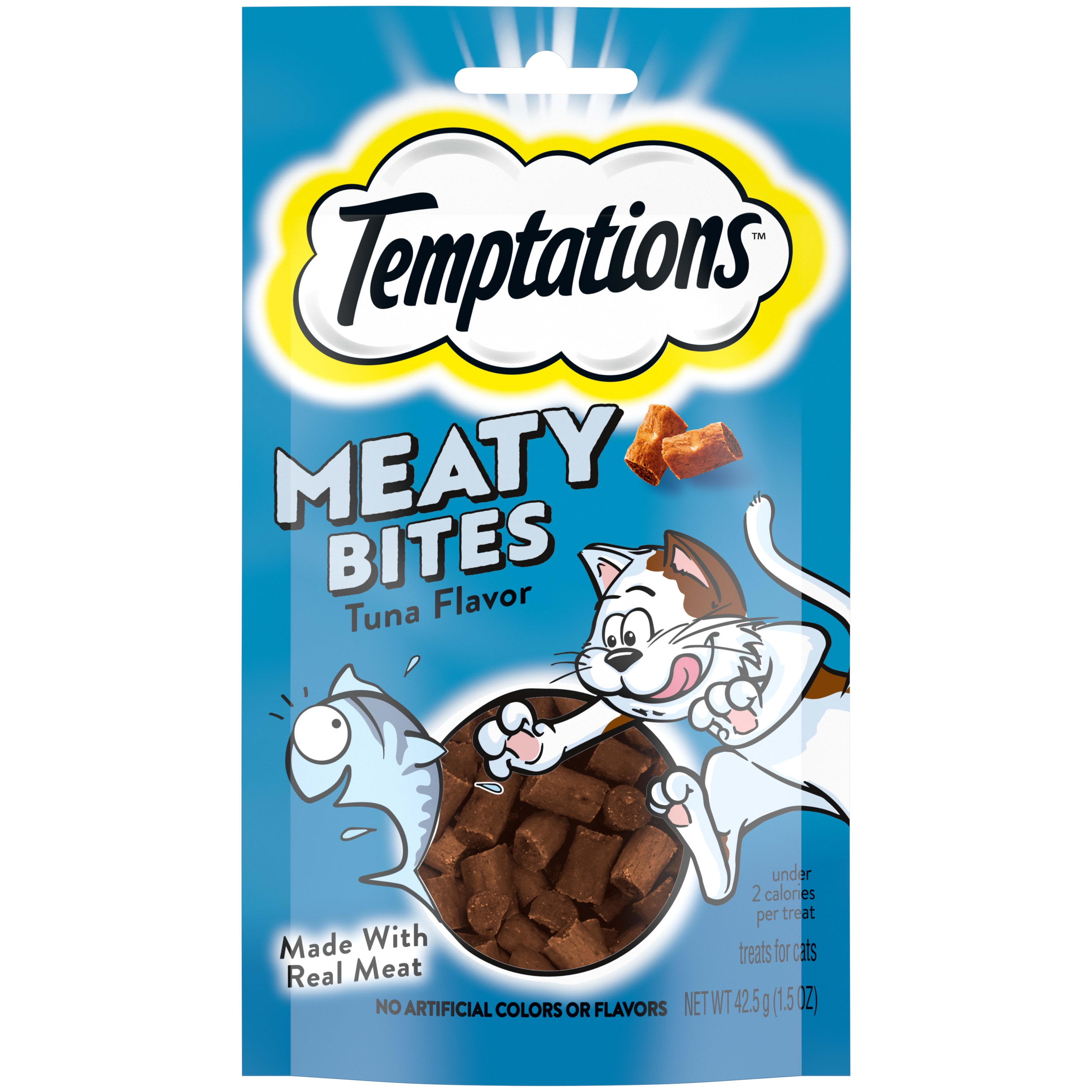 TEMPTATIONS Meaty Bites, Soft and Savory Cat Treats, Tuna Flavor, 1.5 oz. Pouch