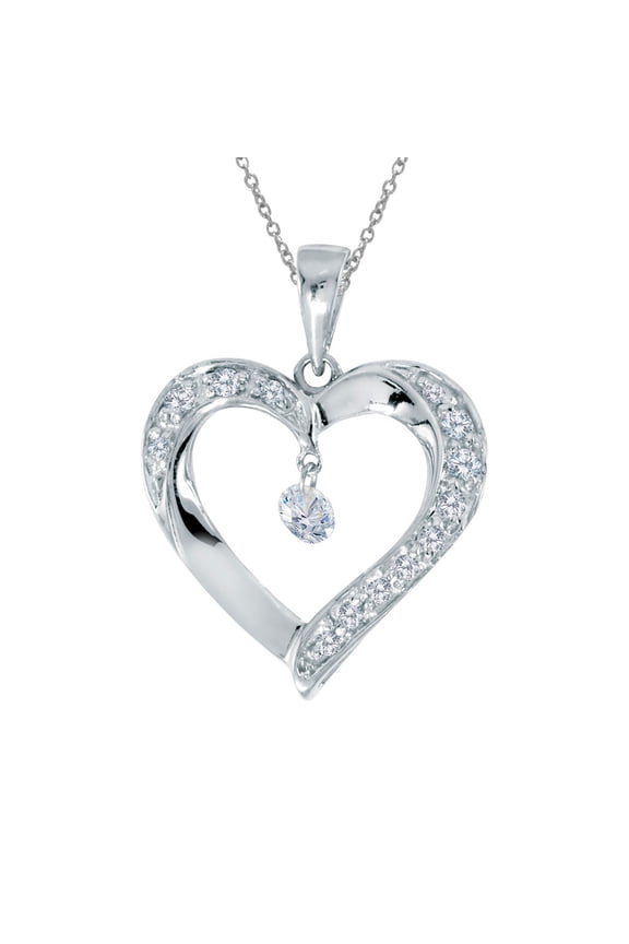 14K White Gold Dashing Diamonds Pendant with 18" Chain