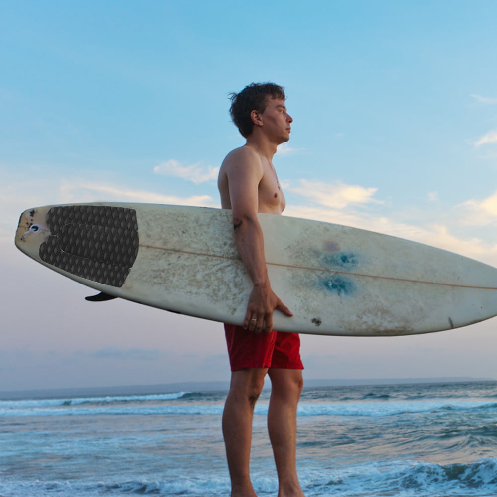 3 Piece Surfboard Traction Pad Anti-slip  Surfing Sports Accessories Black/Blue 