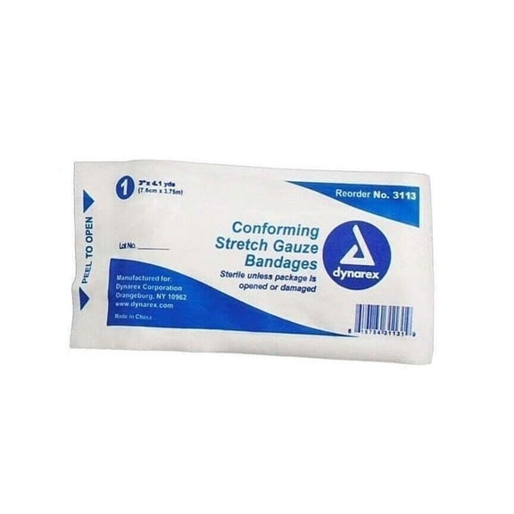 Dynarex Conforming Stretch Gauze Bandages 3" x 4.1 yd Sterile 10 Rolls - MS35260