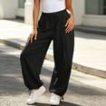 thumbnail image 5 of ABSUYY Womens High Waist Elastic Drawstring Baggy Wide Leg Casual Balloon Parachute Pants with Pockets Black,Size M, 5 of 8