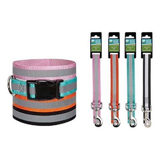Reflective Safety Dog Collars & Leads Bright Color Stylish Safe For Walking Dogs