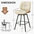 thumbnail image 2 of MYFUNT Bar Stools Set of 2, Mid-Century Modern 26" Counter Height Barstools with Walnut Back & Footrest, Upholstered PU Leather Bar Chairs Island Stools for Kitchen Counter, Beige, 2 of 7