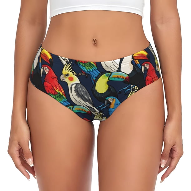 Fotbe Parrot Calzones Estampados para Mujer – Ropa Interior de Algodón, Cómoda, Suave y Elástica-Large