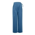 thumbnail image 4 of Fiaer,Womens Yoga Oversized Side Lace up Pants,Women's Elastic Waist Loose Fit Trousers,Ladies Straight Legging Solid Color Joggers Light Blue XXL, 4 of 5