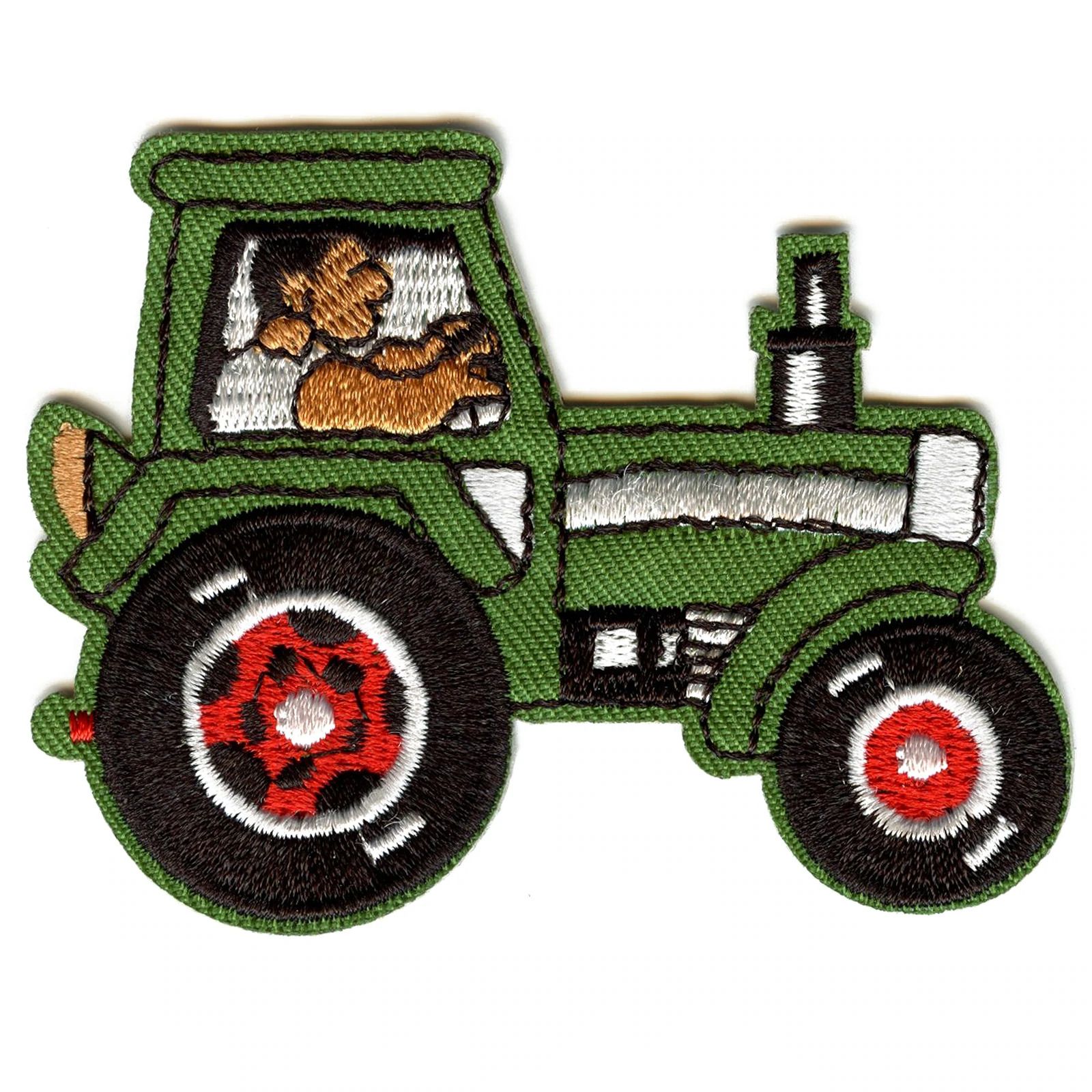 Green Tractor With Man Driving Emoji Embroidered Iron On Patch