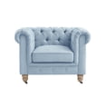 thumbnail image 4 of Londynn Club Chair Light Blue Linen Button Tufted Rolled Arm Sinuous Springs, 4 of 10