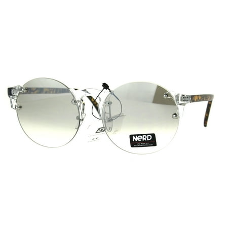 Nerd Round Rimless Hipster Clear Horn Rim Plastic Eye Glasses Zebra