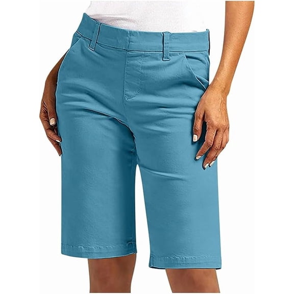 Aricy Bermuda Shorts for Women Trendy Casual Summer High Waisted Chino Shorts Fashion Straight Leg Summer Twill Hiking Vacation Outfits