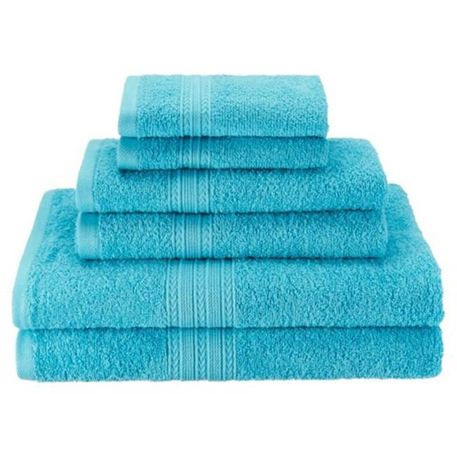 Superior EF-6 PC SET TQ Eco-Friendly 100 Percent Ringspun Cotton Towel Set - Turquoise, 6 Pieces