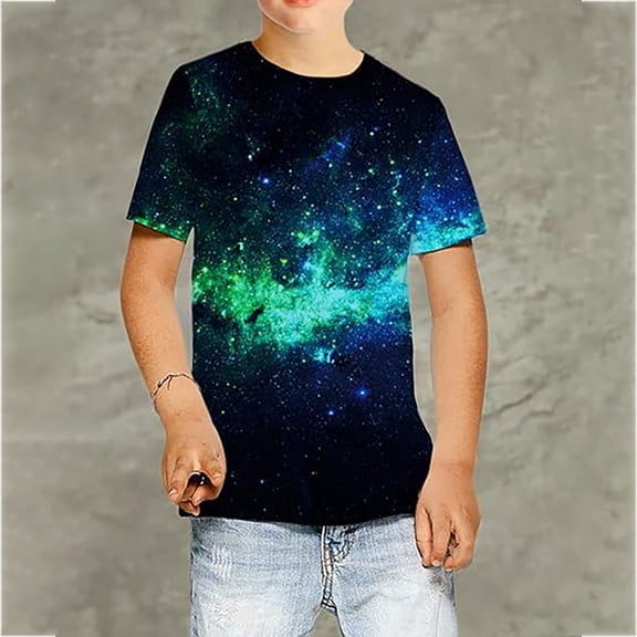 Tshirts for Kids Boys Kids Printed Short Sleeve Casual Comfort Tee Top Boys' Tops Blue 7-8 Years