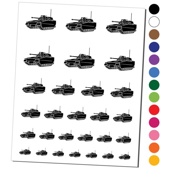 Military Army Tank Water Resistant Temporary Tattoo Set Fake Body Art Collection - Dark Green