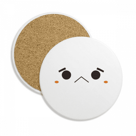 

Lovely Face Unhappy Expression Coaster Cup Mug Tabletop Protection Absorbent Stone