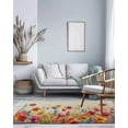 thumbnail image 4 of Pastoral Botanical Area Rug 3x5ft Woven Runner Rug,Watercolor Spring Summer Flowers Rustic Washable Living Room Hallway Bedroom Kitchen Carpet with Tassels,Indoor Outdoor Throw Door Mat for Entryway, 4 of 5