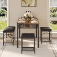 thumbnail image 4 of Space-Saving Modern Dining Table Set for 4 – Upholstered Bench & 2 Stools – Ideal for Small Spaces, Apartments, Studios – Tiger Wood Finish, 4 of 8