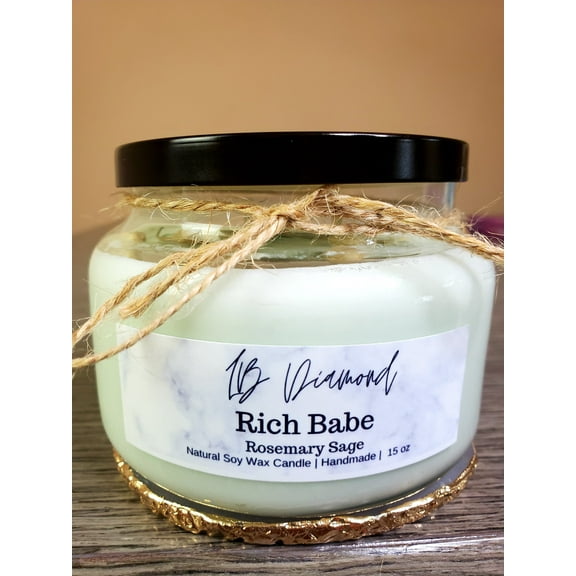 Rich Babe - Rosemary Sage Soy Wax Candle15 OZ