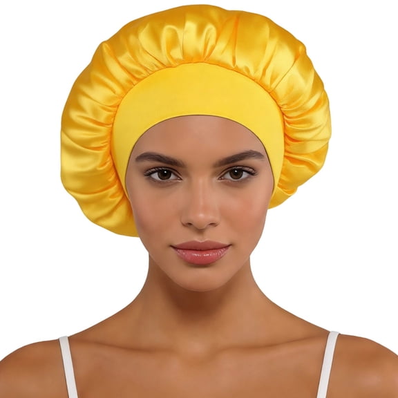 Bibifish Womens Satin Sleep Bonnet Soft Wide Band Adjustable Hair Care Daily Night Protection Headwear